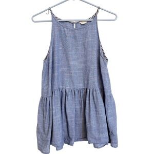 2/$30 Hem & Thread - Blue Sleeveless Peplum Tank Blouse | Size S